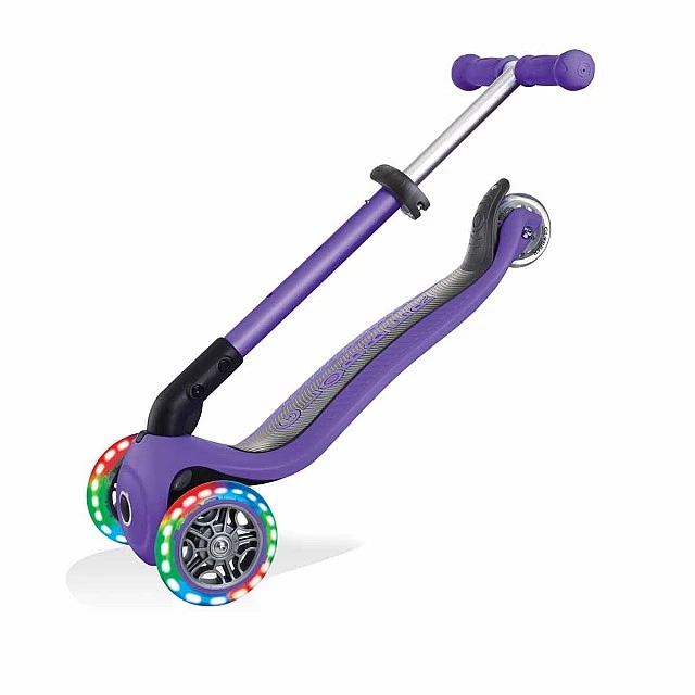 Сгъваема тротинетка със светещи колела, Globber Junior - 2+ г., лилава