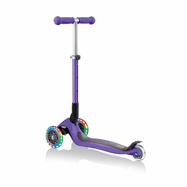 Сгъваема тротинетка със светещи колела, Globber Junior - 2+ г., лилава