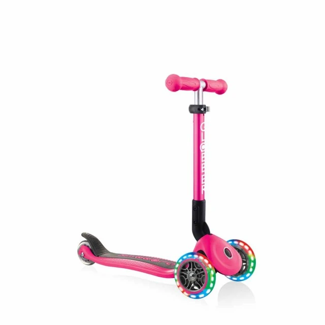 Сгъваема тротинетка със светещи колела, Globber Junior - 2+ г., розова