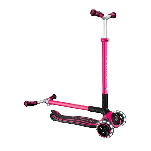 Folding scooter for children over 4 years old GLOBBER ACE LIGHTS, pink
