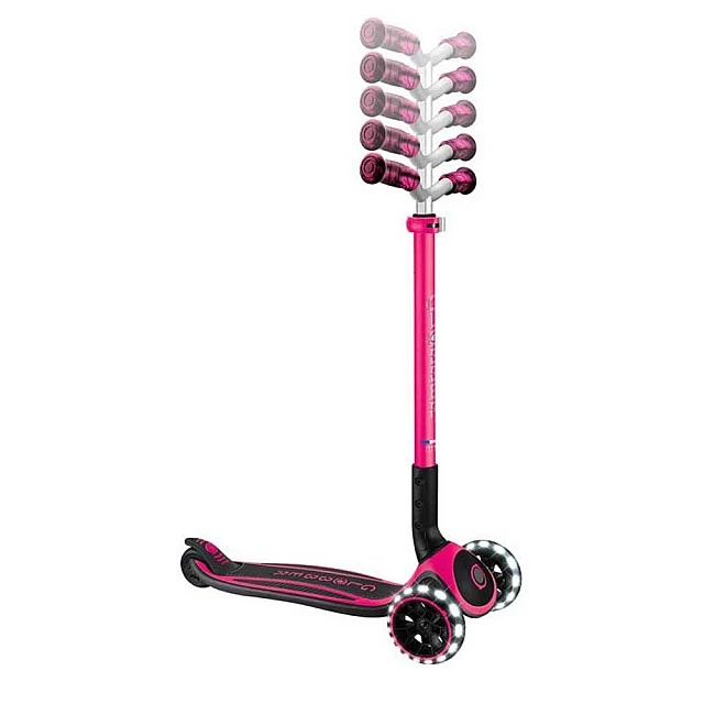 Folding scooter for children over 4 years old GLOBBER ACE LIGHTS, pink