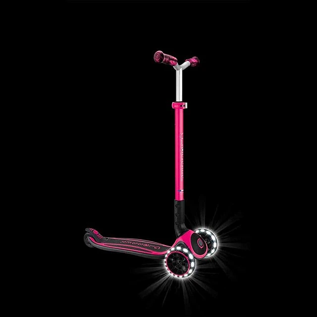 Folding scooter for children over 4 years old GLOBBER ACE LIGHTS, pink