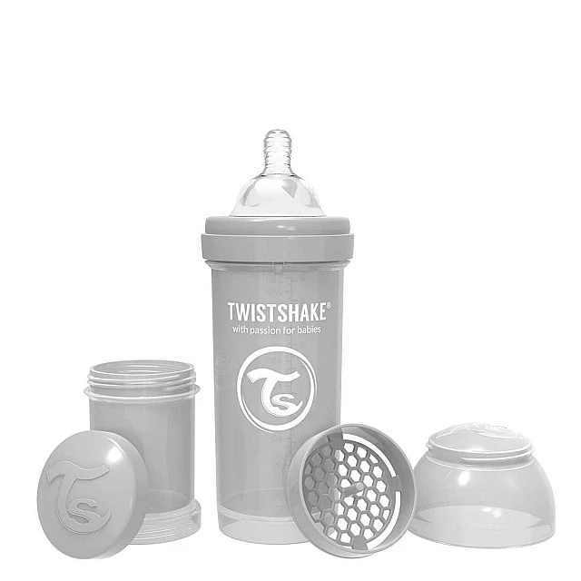 Bottle for babies against colic Twistshake 260 ml. gray