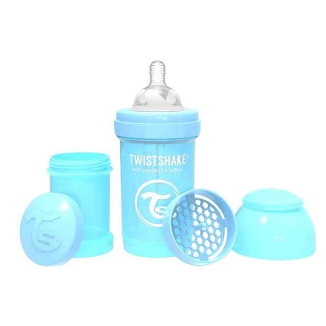 Bottle for babies against colic Twistshake 260 ml. light blue