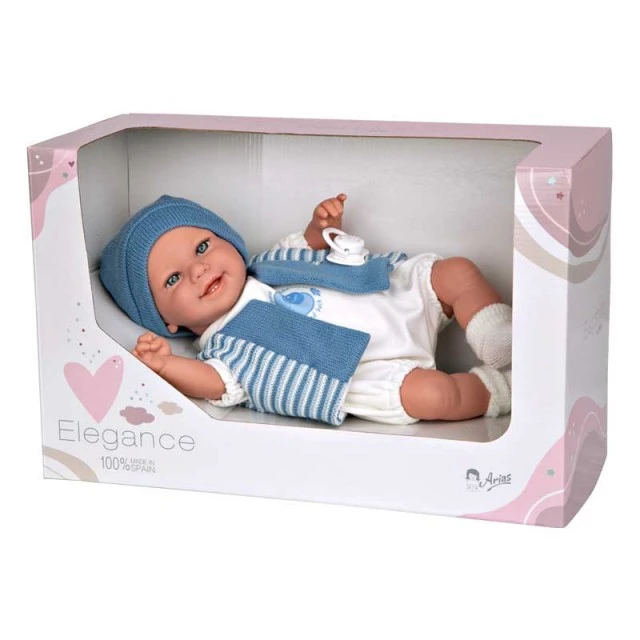 Laughing baby doll Mateo in navy blue, real weight - 35 cm