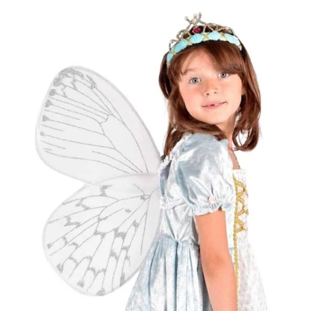 Silver wings with shiny lines for magical transformations, 59 cm