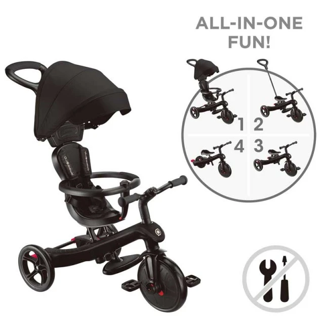 Триколка 4 в 1 GLOBBER EXPLORER TRIKE със сенник, черна