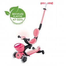 5-in-1 scooter GLOBBER GO UP BABY LEARN 360° FLASH LIGHTS, pink