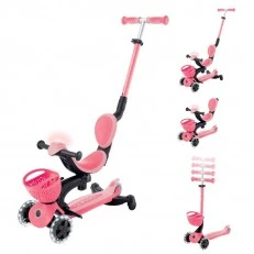 5-in-1 scooter GLOBBER GO UP BABY LEARN 360° FLASH LIGHTS, pink