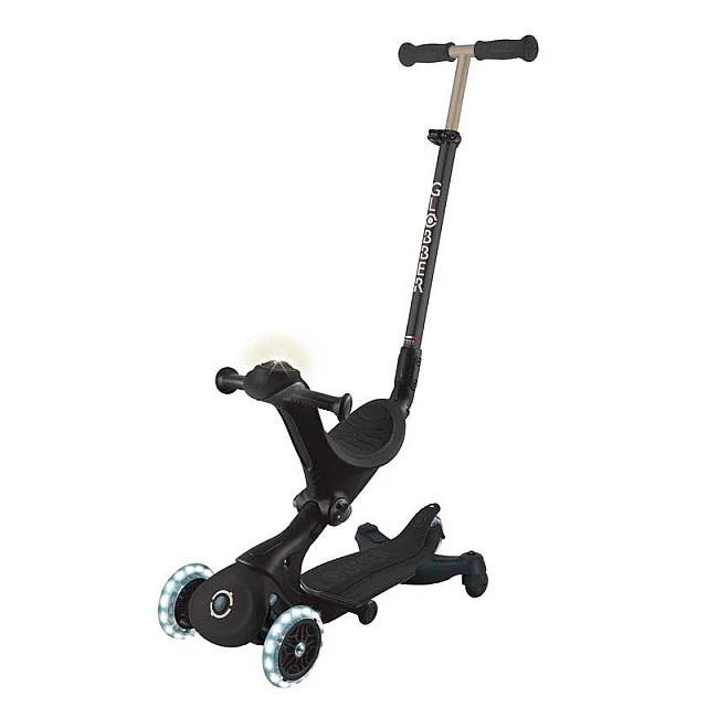 Scooter 5 in 1 GLOBBER GO UP DELUXE LIGHTS 360° - black