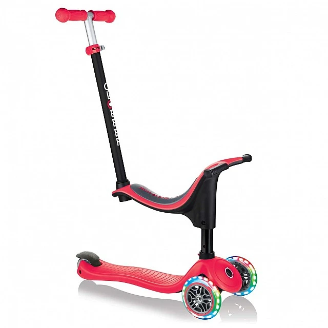 Globber 4 in 1 scooter with stabilizer, GO UP Sporty Lights - Red