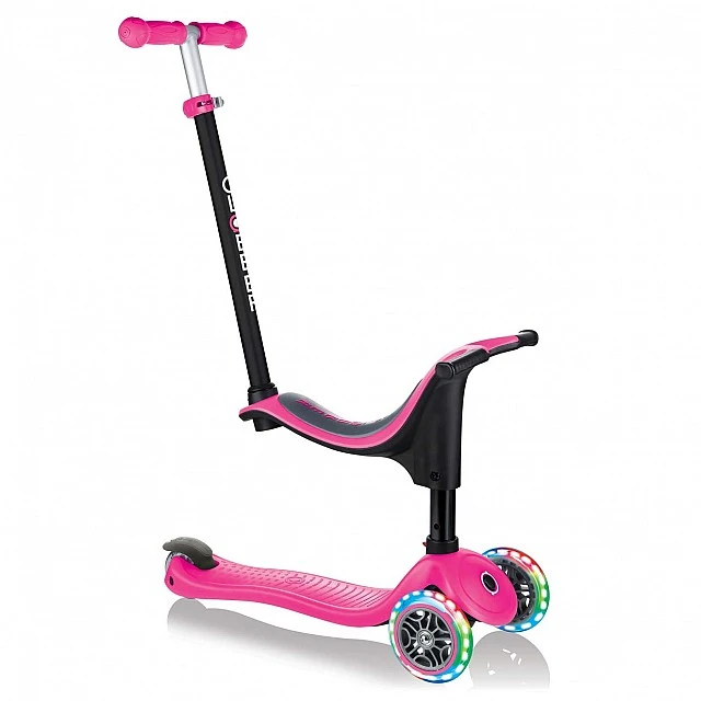 Globber 4 in 1 scooter with stabilizer, GO UP Sporty Lights - Pink