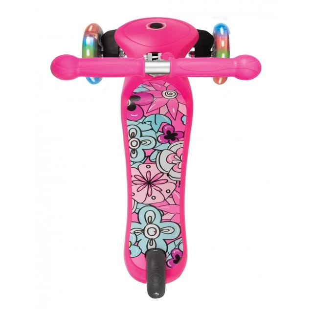 Scooter Primo Fantasy Light - Pink with light-up tires printed with figured flowers