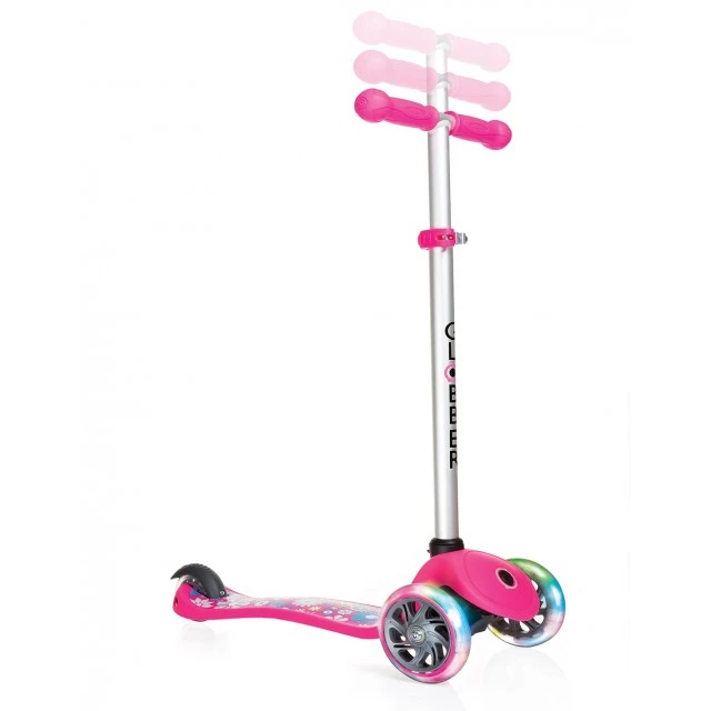 Primo Fantasy Light scooter with light-up tires - Pink flower print
