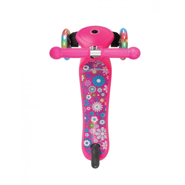 Primo Fantasy Light scooter with light-up tires - Pink flower print