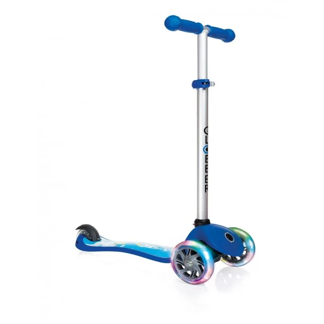 Primo Fantasy Light Scooter with Glowing Tires - Blue with Rocket Print