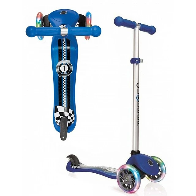 Primo Fantasy Light Scooter with Glowing Tires - Blue Racing Print