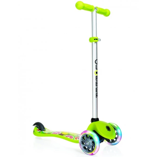 Primo Fantasy Light scooter with luminous tires - Green with fruit print