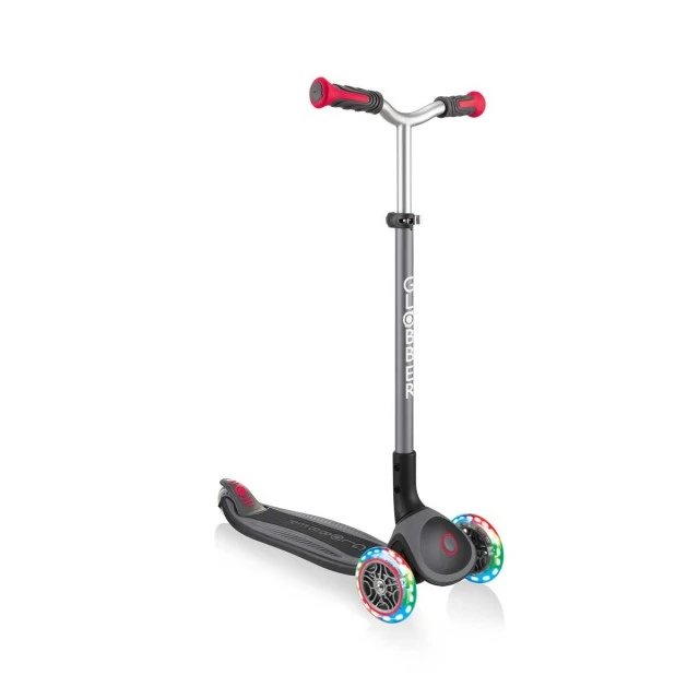 Globber Master Lights 3 Wheel Scooter, Black and Red