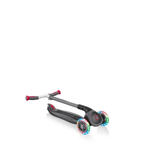 Globber Master Lights 3 Wheel Scooter, Black and Red