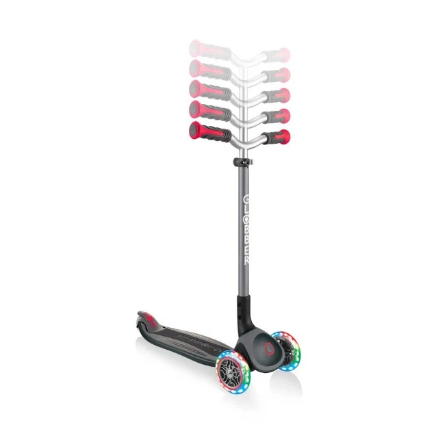 Globber Master Lights 3 Wheel Scooter, Black and Red