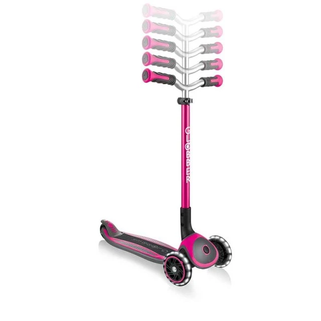 Globber Master Lights 3 Wheel Scooter, Pink