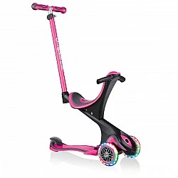 Тротинетка с родителски контрол 5 в 1 Globber Go Up Comfort Lights - розова