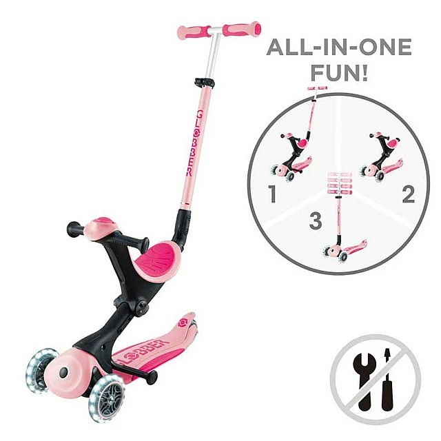Scooter with parental control GO UP DELUXE LIGHTS, pastel pink