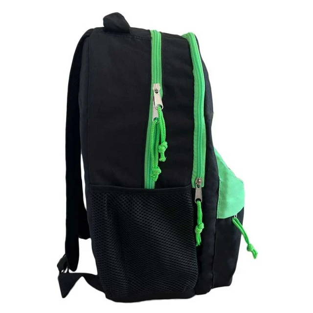 Toneuptone Neon School Backpack, Black/Green