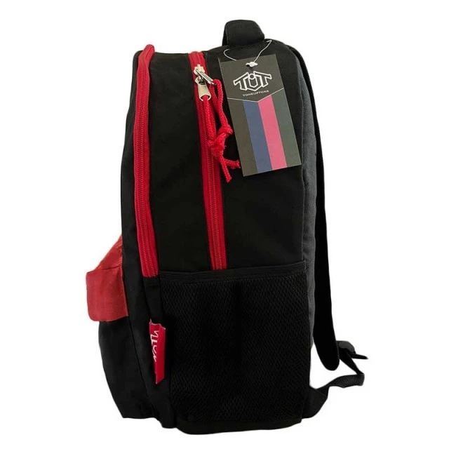 Toneuptone Neon School Backpack, Black/Red