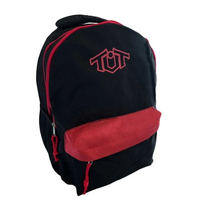 Toneuptone Neon School Backpack, Black/Red