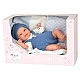 Smiling baby doll with blue suit and blanket, real weight - 35 cm
