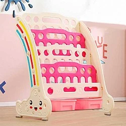 Combined children’s bookshelf for books and toys - red