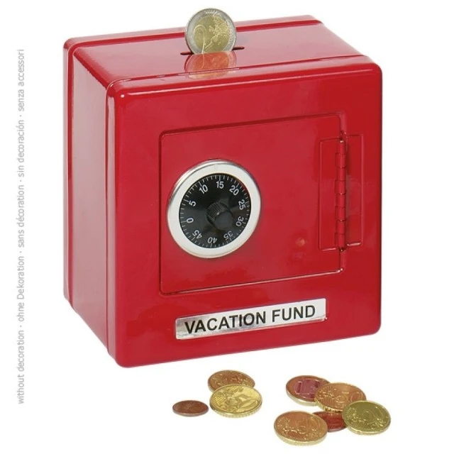 Metal safe with red cipher