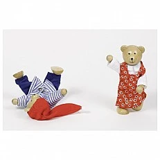 Bear family in box with clothes