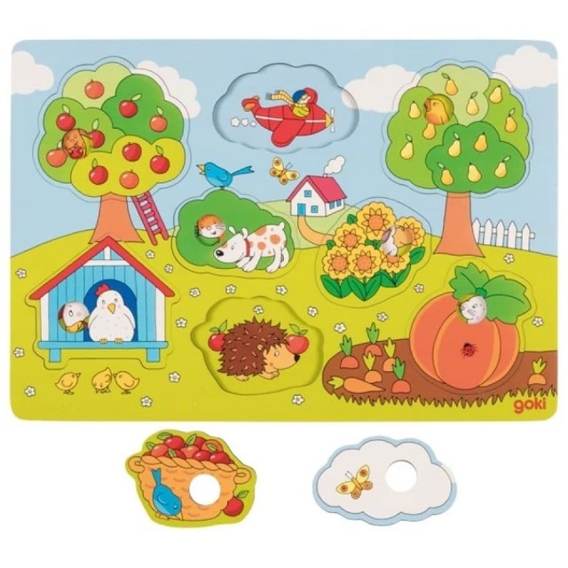 Puzzle with background, In the garden