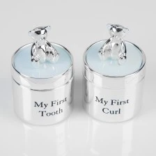 Bambino Silver-plated boxes for tooth and curl – blue