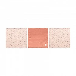Bebe-Jou 3бр. Тензухени пелени за лице 32х32см Wish Pink