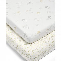 Mamas & Papas Долен чаршаф с ластик за легло - 2 броя 70x142см - Dream Upon a Cloud