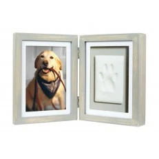 Pearhead Рамка за бюро за снимка и глинен отпечатък на домашен любимец - Distressed Grey