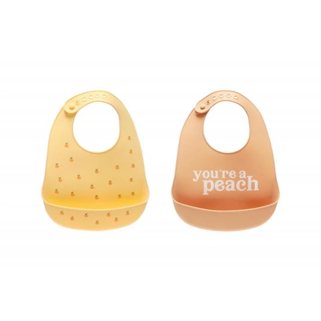Pearhead Set of 2 silicone bibs - You are a peach