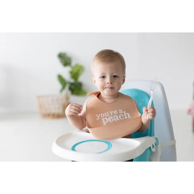 Pearhead Set of 2 silicone bibs - You are a peach