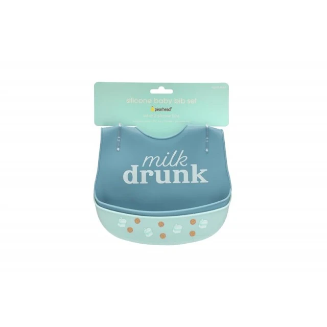 Pearhead Set of 2 silicone bibs - Milk Drunk