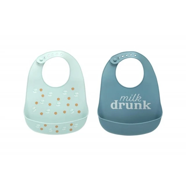 Pearhead Set of 2 silicone bibs - Milk Drunk