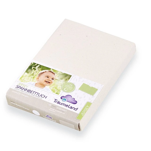 Traumeland Bottom sheet with elastic 60/120cm - 170/140cm ORGANIC JERSEY WHITE