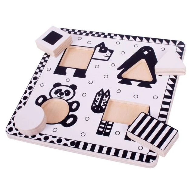 Wooden puzzle - Black and white animals
