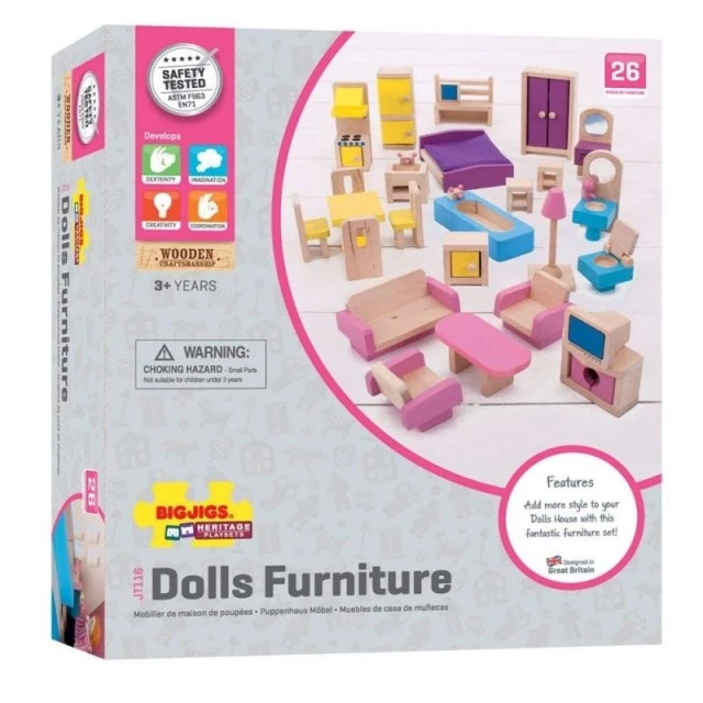 Wooden dollhouse furniture