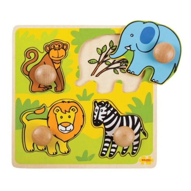 My first wooden puzzle with handles - Safari