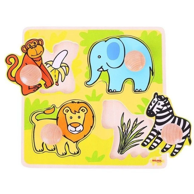 My first wooden puzzle with handles - Safari