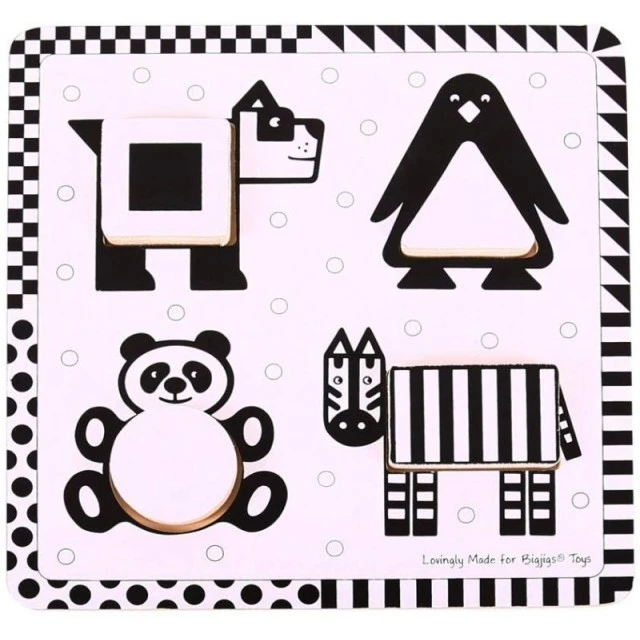 Wooden puzzle - Black and white animals